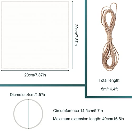 Tatuo 20 Pcs Unbleached Muslin Jar Cloth Covers Kombucha Fermentation Breathe Muslin 8 in Square, with 20 Rubber Bands and 5 Meters Jute Rope for Bottle Jar