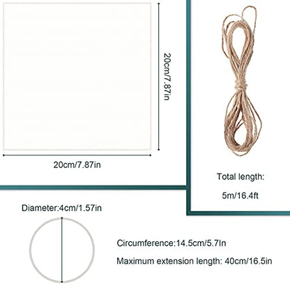 Tatuo 20 Pcs Unbleached Muslin Jar Cloth Covers Kombucha Fermentation Breathe Muslin 8 in Square, with 20 Rubber Bands and 5 Meters Jute Rope for Bottle Jar