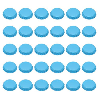 uxcell 60 Pcs Oxygen Absorbing Beer Bottle Caps, 32mm Pry Off Bulk Crown Caps Bottle Toppers for Soda Beer Wine Glass Bottles Home Brewing DIY Pendants or Craft Scrapbooks, Blue - color: Blue