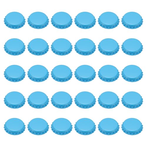 uxcell 60 Pcs Oxygen Absorbing Beer Bottle Caps, 32mm Pry Off Bulk Crown Caps Bottle Toppers for Soda Beer Wine Glass Bottles Home Brewing DIY Pendants or Craft Scrapbooks, Blue - color: Blue
