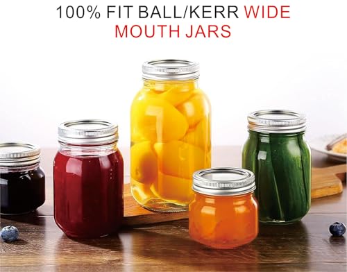 100Pcs Canning Lids Wide Mouth, Premium Mason Jar Lids for Ball, Kerr Jars - Food Grade Material, 100% Fit & Airtight for Wide Mouth Mason Jars (3.38inch/86mm) - size: 3.38inch/86mm