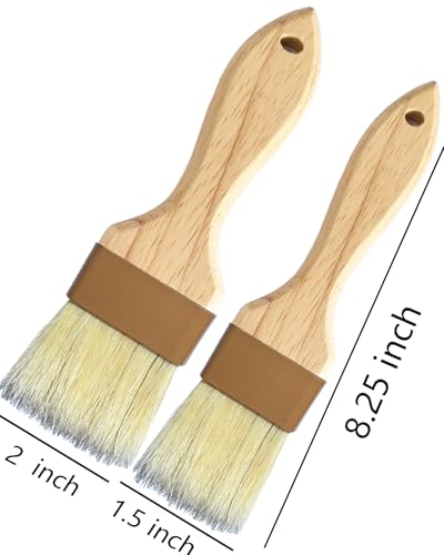 2" & 1.5" Non-Shedding Natural Boar Bristle Pastry & Basting Brush - Food-Grade, Heat-Resistant Cooking Gadgets for Baking, Grilling, Butter, Egg Wash, Oil, Sauce, Marinade, Roasting,Coffee