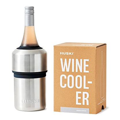 Huski Wine Chiller | Award Winning Iceless Design | Keeps Wine Cold up to 6 Hours | Wine Accessory | Next Generation Ice Bucket | Fits Some Champagne Bottles | Perfect Gift for Wine Lovers (Stainless) - color: Brushed Stainless