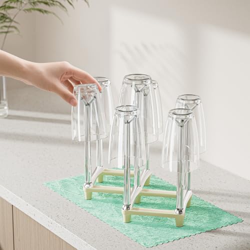 Marbrasse Retractable Cup Drying Rack, Drinking Glass and Sports Bottle Drainer Stand, Plastic Bag Dryer with Non-Slip Bottom for Kitchen Countertop, 2p - White - color: 2p-white