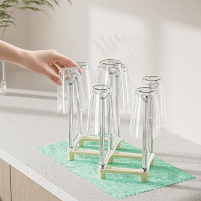 Marbrasse Retractable Cup Drying Rack, Drinking Glass and Sports Bottle Drainer Stand, Plastic Bag Dryer with Non-Slip Bottom for Kitchen Countertop, 2p - White - color: 2p-white