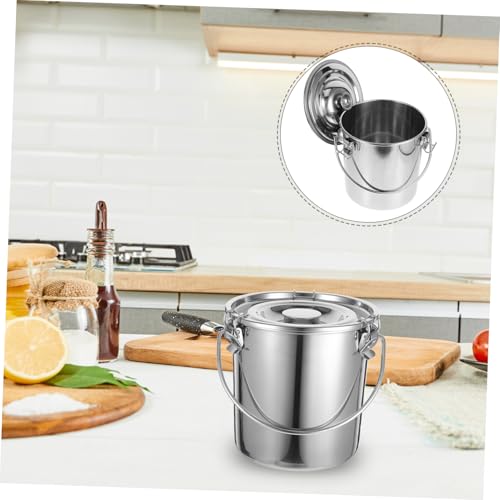 304 Stainless Steel Sealed Transport Bucket Locking Lid 6L Leak-Proof Food Storage Container for Cooking Oil Disposal and Grease Transport