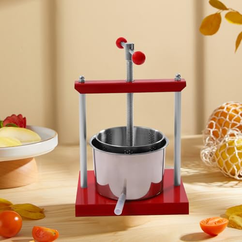Cheese Tincture Herb Fruit Wine Manual Press,1.6 Gallon Manual Juice Maker,Stainless Steel Barrels Press Machine,Apple Grape Berry Vegetables Crusher Olive Oil Cider Wine Making Press,Honey Presser - size: 1.6