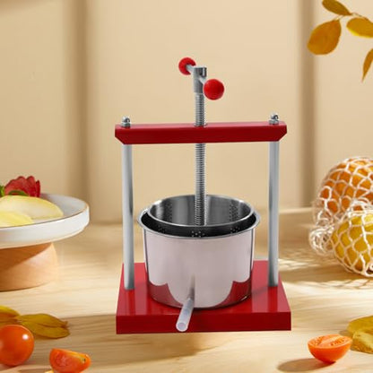 Cheese Tincture Herb Fruit Wine Manual Press,1.6 Gallon Manual Juice Maker,Stainless Steel Barrels Press Machine,Apple Grape Berry Vegetables Crusher Olive Oil Cider Wine Making Press,Honey Presser - size: 1.6