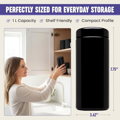 Infinity Jars, 1 L (12 oz) Airtight Coffee Canister Ultraviolet Glass Coffee Bean Storage Container Antistatic, Light Blocking Container for Coffee, Herbs, Tea & Spices Durable