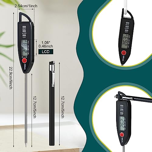 Copkim 6 Set Waterproof Food Thermometer for Water, Liquid, Candle and Cooking Digital Meat Thermometer with Long Probe Instant Read for Kitchen BBQ Grill Candy (Black) - color: Black
