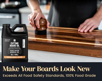 Mevell Food Grade Mineral Oil Made in USA 32 Oz, Butcher Blocks and Kitchen Countertops Conditioner, Food Safe Cutting Board Oil, Finish for Marble, Soapstone - size: 6"L x 3.5"W
