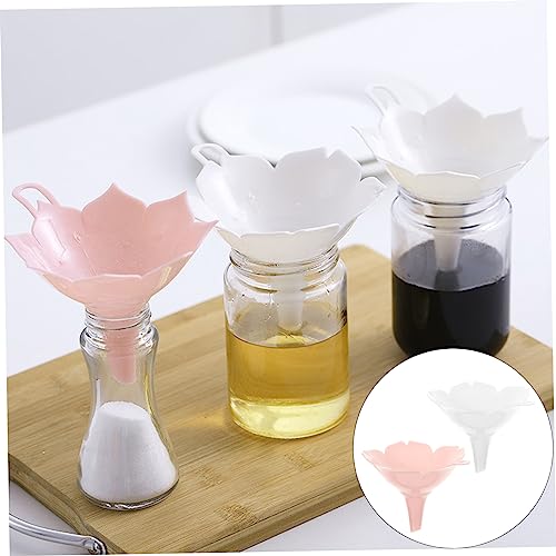4pcs Plastic Funnel Set Creative Cherry Blossom Flower Shape Liquid Separator Smooth Oil Transfer Funnel for Kitchen Powder Dry Goods Multi-Purpose White