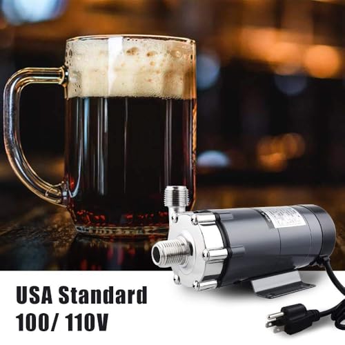 FERRODAY Brewing Wort Pump - Magnetic Drive, Stainless Steel Head, Food Safe High Temp Homebrew Circulating Water Brew Pump, 15RM, 1/2NPT - size: Wort Pump(Switch)