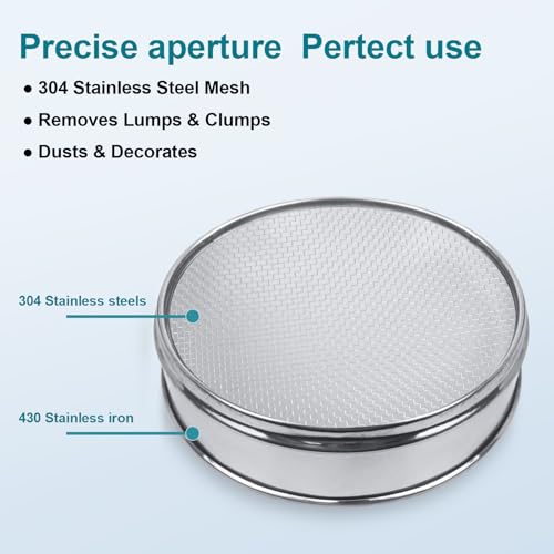 304 Stainless Steel Mesh Lab Sieve, 10 Mesh (2mm) Aperture Test Sieve, 7.9Inch(20cm) Diameter Economy Standard Analysis Sample Test Sieves for Industrial Laboratory Homes - size: 10Mesh(2mm)/Ф7.9in