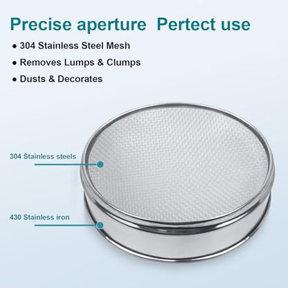 304 Stainless Steel Mesh Lab Sieve, 10 Mesh (2mm) Aperture Test Sieve, 7.9Inch(20cm) Diameter Economy Standard Analysis Sample Test Sieves for Industrial Laboratory Homes - size: 10Mesh(2mm)/Ф7.9in