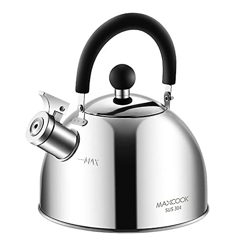 304 Stainless Steel Whistling Tea Kettle 2.1 Quart/2L, Suitable to Boiling Water & Tea on Induction Stove, Gas Stove Top - color: Silver, size: 2.1 Quarts