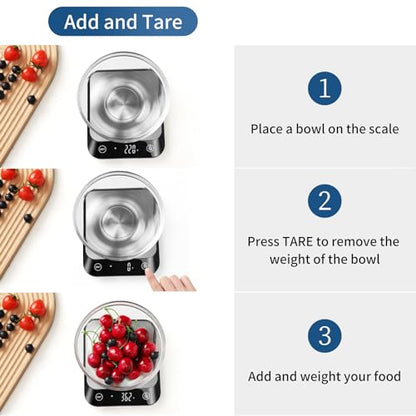 Vitafit 22lb Digital Food Kitchen Scale, High Accuracy Assured by Weighing Professional Factory Since 2001, Weight Loss, Baking and Cooking, LED Display, Batteries Included, Black