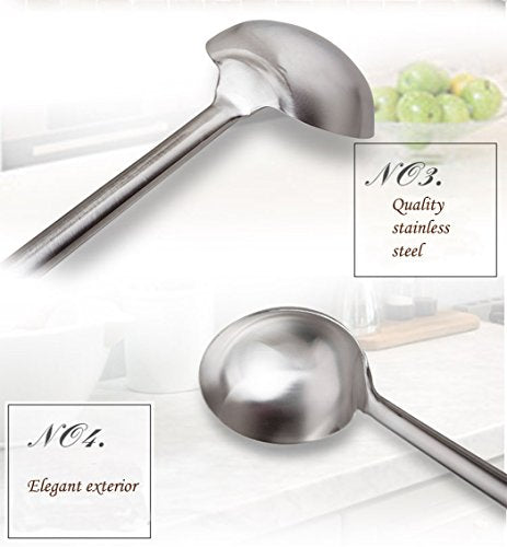 Tenta Kitchen Professional Large Stainless Steel Serving Ladle Spoon - Gravy Ladle Soup Spoon For School Canteen,Hotel Kitchen,Restaurant (3.86"x17") - size: 17"Ladle