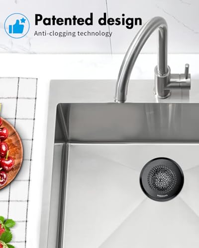 Sink Drain Strainer, Reversible Mesh Sink Strainer with 304 Stainless Steel, Wokdada Revolutionary Anti-Rust Kitchen Sink Drain Strainer for Garbage Disposal Food Catcher (Black) - color: Dark Strainer