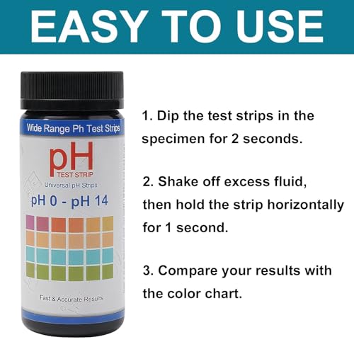 pH Test Strips 0-14, 100 Strips Universal Litmus Paper for Liquid, Water, Food & Soap Making, Fast Testing Alkaline & Acid Level Results