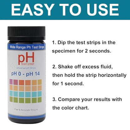 pH Test Strips 0-14, 100 Strips Universal Litmus Paper for Liquid, Water, Food & Soap Making, Fast Testing Alkaline & Acid Level Results