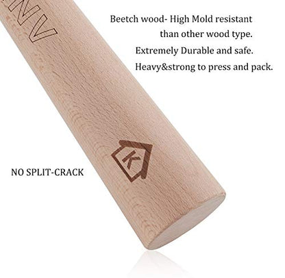 Sauerkraut Pounder for Mason Jars Vegetable Fermentation Packer Kimchee Tamper,One Piece of Solid beech Wood (12 inch)