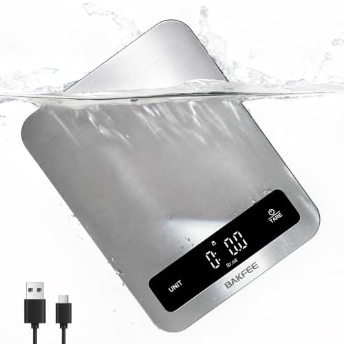 100% Waterproof Food Scale, IP67 Digital Kitchen Scale, Rechargeable (USB-C), 0.1oz/1g Precision, 22lb Capacity, Stainless Steel & Tempered Glass, for Cooking, Making Sourdough Bread, Black - color: Black