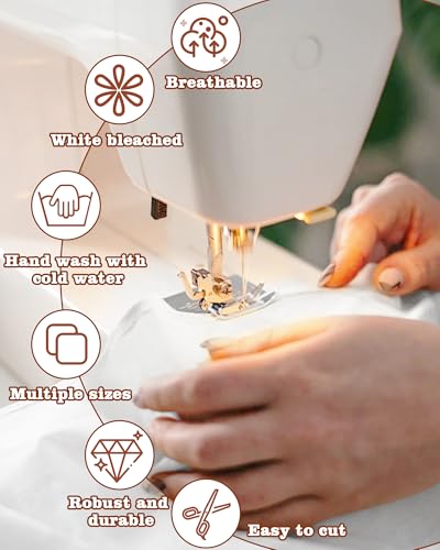 FIVEIZERO 100% Cotton Muslin Fabric by The Yard,59in x 5yd White Bleached Cotton Muslin Cloths–Medium Weight Beige Calico Fabric for Sewing,Quilting,Embroidery,Crafts & Apparel Projects - color: White, size: 5 yards pre cut