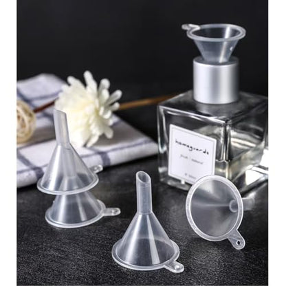 9 PCS Mini Funnels with 3 Droppers, Food Grade Clear Plastic Funnel with Wide Mouth for Essential Oil, Lotion, Perfume, Powder, Granule, 3 Sizes