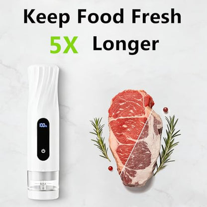 Compact Vacuum Sealer for Food Storage: Portable Handheld Food Sealer, 80kPa Suction, 1800mAh Battery, 30 Reusable Vacuum Bags, Preserve 5X Freshness with Easy Operation - size: Vacuum Sealer + 30 Bags