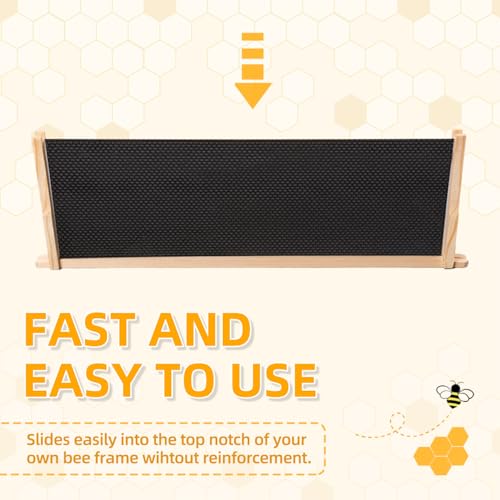 POLLIBEE Beehive Foundation, 5-5/8-Inch Medium Black Foundation, 10 Pcs Bee Hive Beeswax Coated Foundation Sheet,Bee Waxed Foundation Sheets for Bee Frame - color: Super-Black