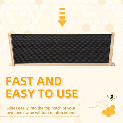 POLLIBEE Beehive Foundation, 5-5/8-Inch Medium Black Foundation, 10 Pcs Bee Hive Beeswax Coated Foundation Sheet,Bee Waxed Foundation Sheets for Bee Frame - color: Super-Black