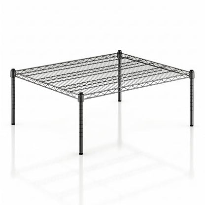 Black Epoxy Wire Storage Shelf, Dunnage Rack, Commercial 1 Tier Small Shelf, 30" x 36" x 14", Heavy-Duty Metal, 600 lbs Capacity - color: Black, size: 30"D x 36"W x 14"H