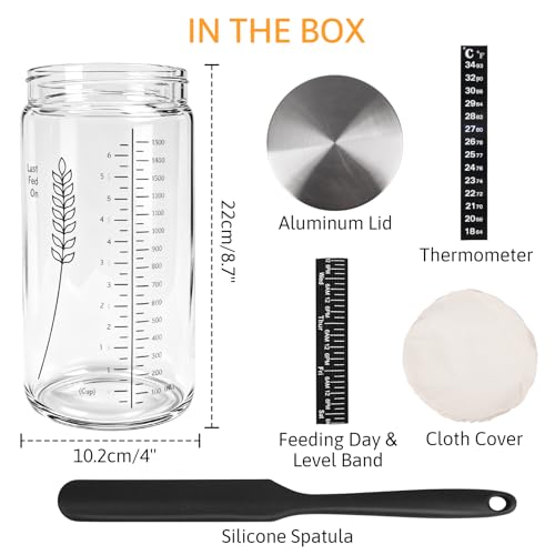 57oz Sourdough Starter Jar, Extra Large Capacity Sourdough Jar | Wide Mouth Sourdough Bread Starter Kit for Perfect Sour Dough Bread (Black) - size: Tall - Black 1 Pack