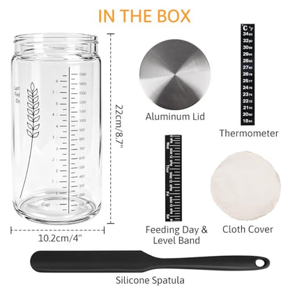 57oz Sourdough Starter Jar, Extra Large Capacity Sourdough Jar | Wide Mouth Sourdough Bread Starter Kit for Perfect Sour Dough Bread (Black) - size: Tall - Black 1 Pack
