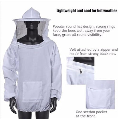 Mosquito Suits For Adult 2Pcs Protective Beekeeping Jacket Veil Smock Equipment Beekeeping Hat Sleeve