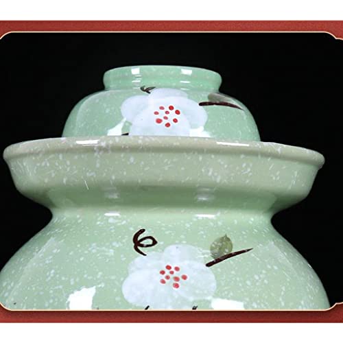 ZHOUXIAO Pickle Jar Ceramic Jar with Lid,Flower Traditional Chinese Fermentation Kit Crock with Water Seal Airlock Lid, Fermentation Jar for Kimchi,Sauerkraut,Kombucha Jar 6KG