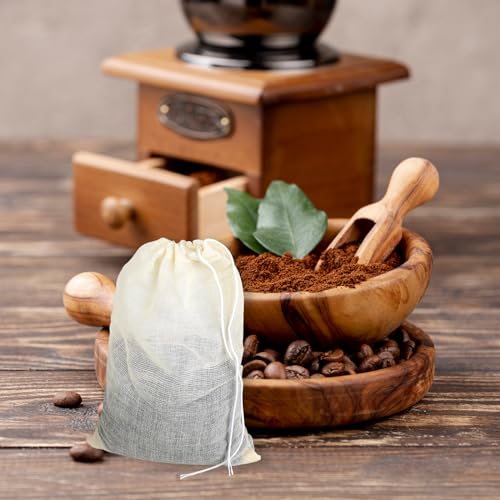 Spice Bags for Cooking, 30PCS Muslin Drawstring Soap Bags Reusable Empty Tea Bags for Loose Tea Sachet Bags Cheese Cloth Bags for Straining 3x4 Inch