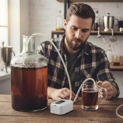 Wine Pump Siphon, Automatic Siphon Pump for Homebrewing and Meadmaking with Food Grade Components, Abs and Silicone Leakproof Design Rechargeable Usb Beer Transfer Kit Perfect for Wine Beer Cider