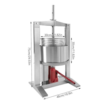 20L/5.28gal Fruit Wine Press Machine, Stainless Steel Hydraulic Jack Press Extractor Manual Juicer Crusher DIY Large Fruit Cider Grinder for Wine and Juice Making - size: 20L/5.3gal