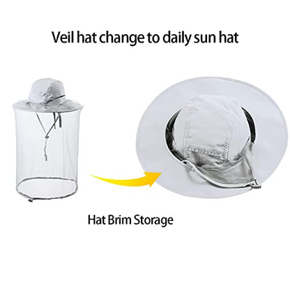 Head Netting Mosquito Net Hat Beekeeper Bee Veil Hat Bug Face Cover Netted Fishing Safari Hats Dog Grooming Women Men Light Gray - color: Light Gray