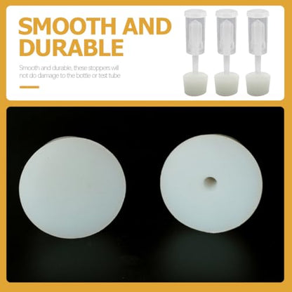 GALPADA Silicone Fermenting Airlocks and Plug Set for Home Brewing Wine Making, Conical White Wine Fermentation Valve with Hole Stopper, 3pcs Bubble Airlocks for Fermenters and Jars