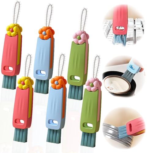 3 in 1 Cup Lid Gap Cleaning Brush Set, Bottle Cleaning Brush Multifunctional Bottle Cleaner Brush Home Kitchen Cleaning Tools, 6PCS - color: 6pcs Mix