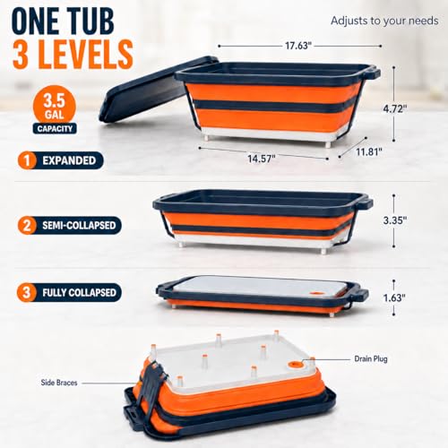 Collapsible BBQ Prep Tub with Convertible Cutting Board Design & Serving Lid – XL Brine Container & Meat Prep System for Brisket, Smoking, Grilling, Camping & Tailgating