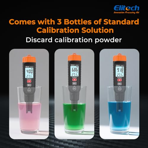 Elitech PHM-230 Professional pH Pen Meter – Digital Tester for pH & Temperature in Hydroponics, Growing Solutions, Drinking Water with ATC & Full Calibration Kit (0.00–14.00) for Plant Health