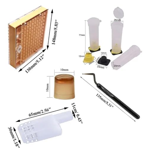 Bee Rearing Kit Automatic Beekeeping Queen Bee Rearing System Cell Cup Set Rearing Grafting Kit Bee Queen Cage 1 Set for Beginners and Bee Keeper