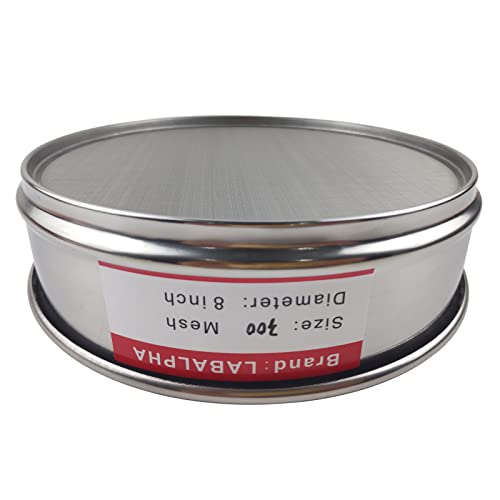 LABALPHA 300 Mesh Lab Sieves, #300 Mesh Test Sieve, 8'' Diameter, 304 Stainless Steel Wire Cloth (0.054mm) - size: 300 mesh (0.054mm)