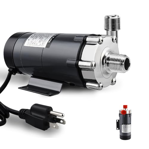 FERRODAY Wort Brewing Pump, Stainless Head Magnetic Drive Brew Food Safe Water High Temp Homebrew Beer Pump with 1/2" NPT Thread - size: Wort Pump(Plug Cord)