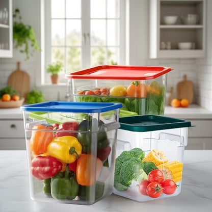 4 Pack 12 Quart Food Storage Containers with Lids, Polycarbonate Square Commercial Food Containers, NSF, Clear, New Version - color: 12Qt-New Version