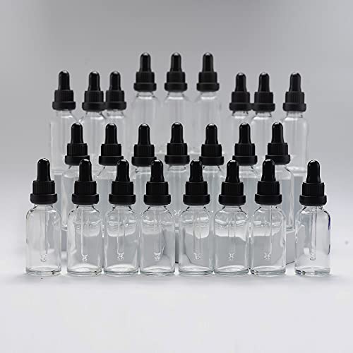 YIZHAO Clear Glass Dropper Bottle 1oz, Tincture Bottles with Glass Dropper, for Essential Oils, Aromatherapy, Cosmetic, Laboratory, Pharmacy, Liquids, Travel –24 Pcs - color: Transparent, size: 30ml-24